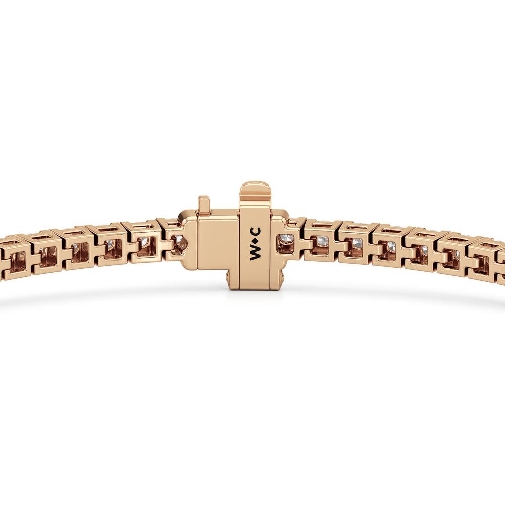 Classic 4-Prong Round Lab Diamond Square Basket Tennis Bracelet with 3 Cut Diamond in 14KT Rose Gold view 6
