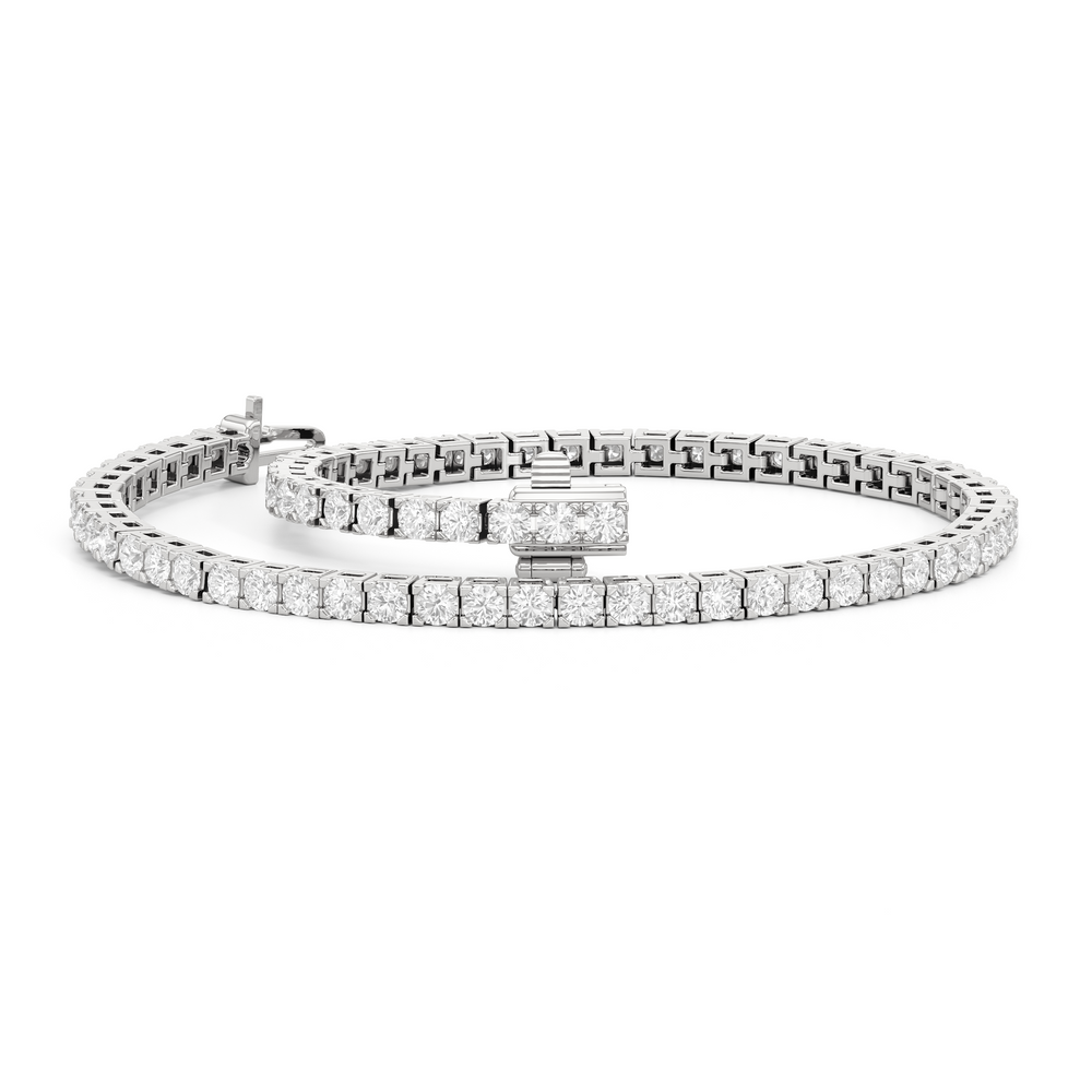Classic 4-Prong Round Lab Diamond Square Basket Tennis Bracelet with 2 Cut Diamond in 14KT Rose Gold view 8
