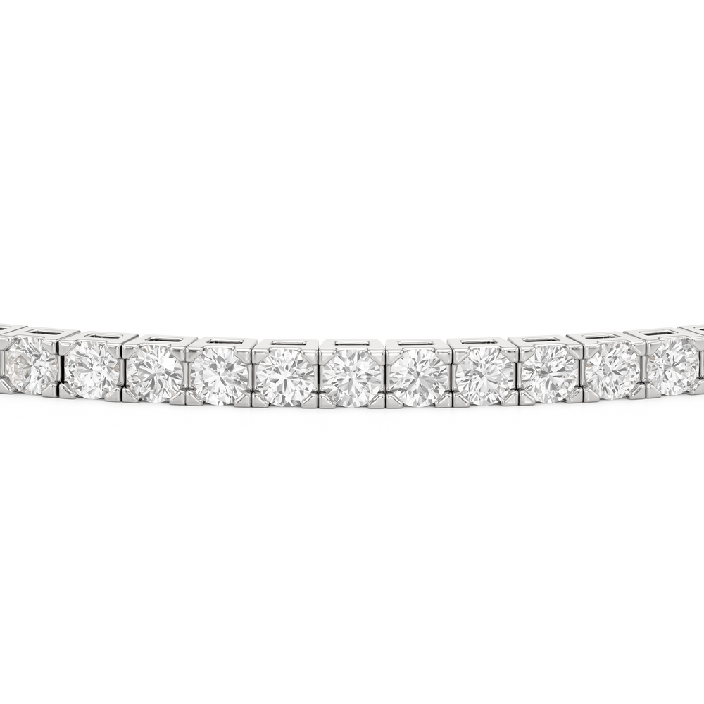 Classic 4-Prong Round Lab Diamond Square Basket Tennis Bracelet with 3 Cut Diamond in 14KT White Gold view 4
