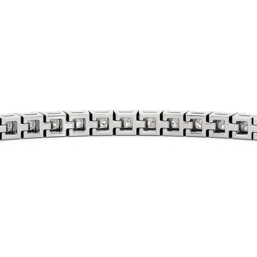 Classic 4-Prong Round Lab Diamond Square Basket Tennis Bracelet with 3 Cut Diamond in 14KT White Gold view 6
