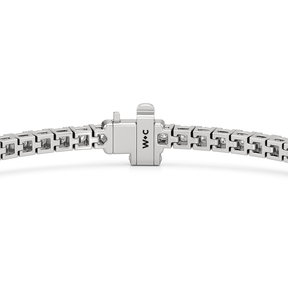 Classic 4-Prong Round Lab Diamond Square Basket Tennis Bracelet with 3 Cut Diamond in 14KT White Gold view 5

