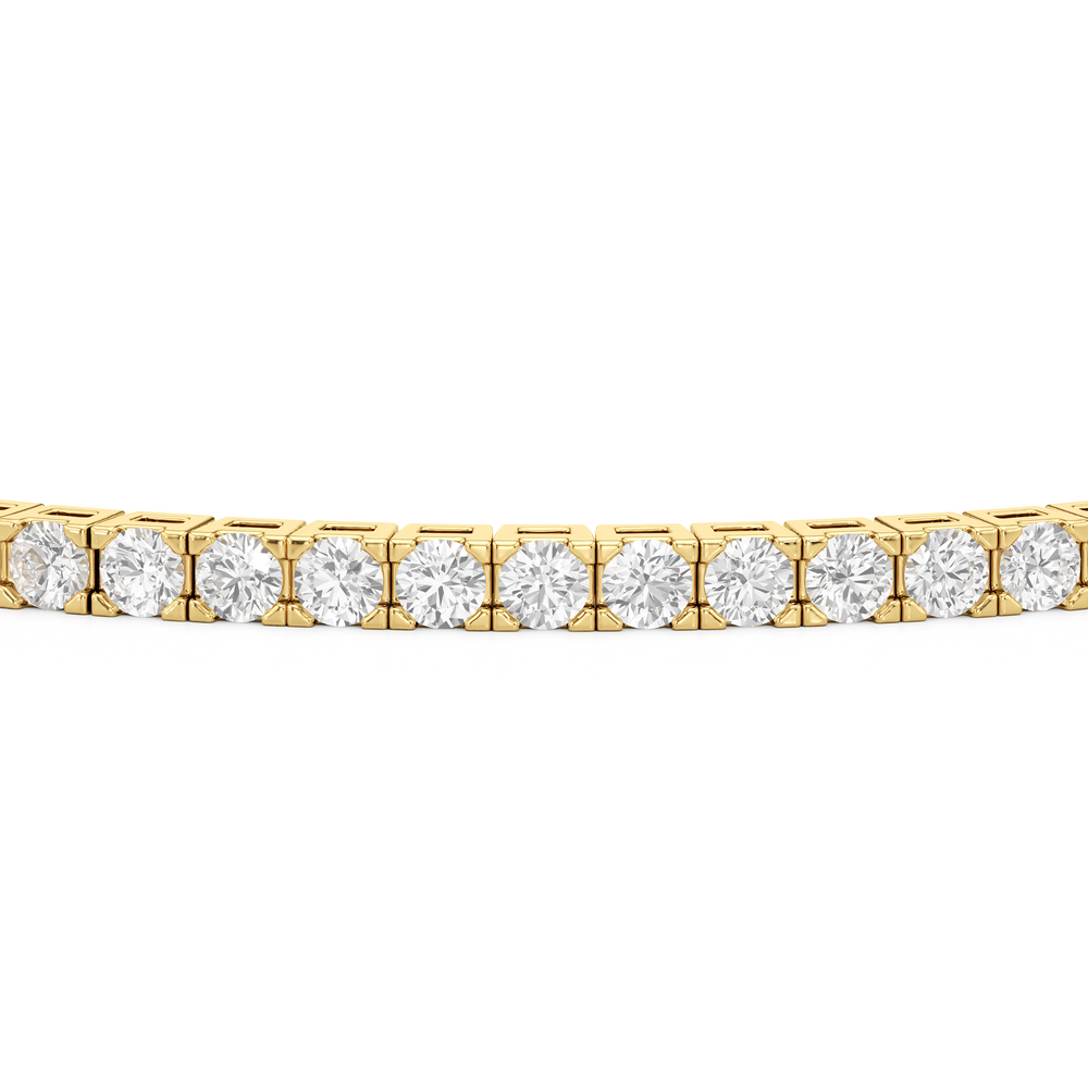 Classic 4-Prong Round Lab Diamond Square Basket Tennis Bracelet with 3 Cut Diamond in 14KT Yellow Gold view 5

