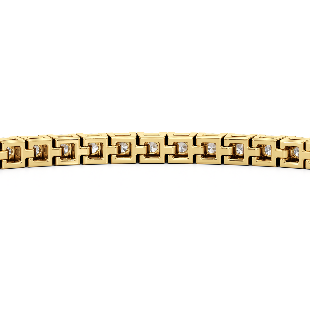 Classic 4-Prong Round Lab Diamond Square Basket Tennis Bracelet with 3 Cut Diamond in 14KT Yellow Gold view 8
