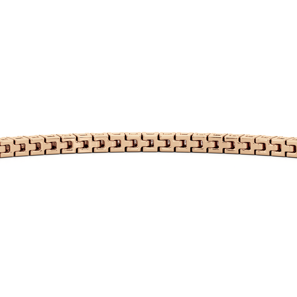 Classic 4-Prong Round Lab Diamond Square Basket Tennis Bracelet with 1 Cut Diamond in 14KT Rose Gold view 7
