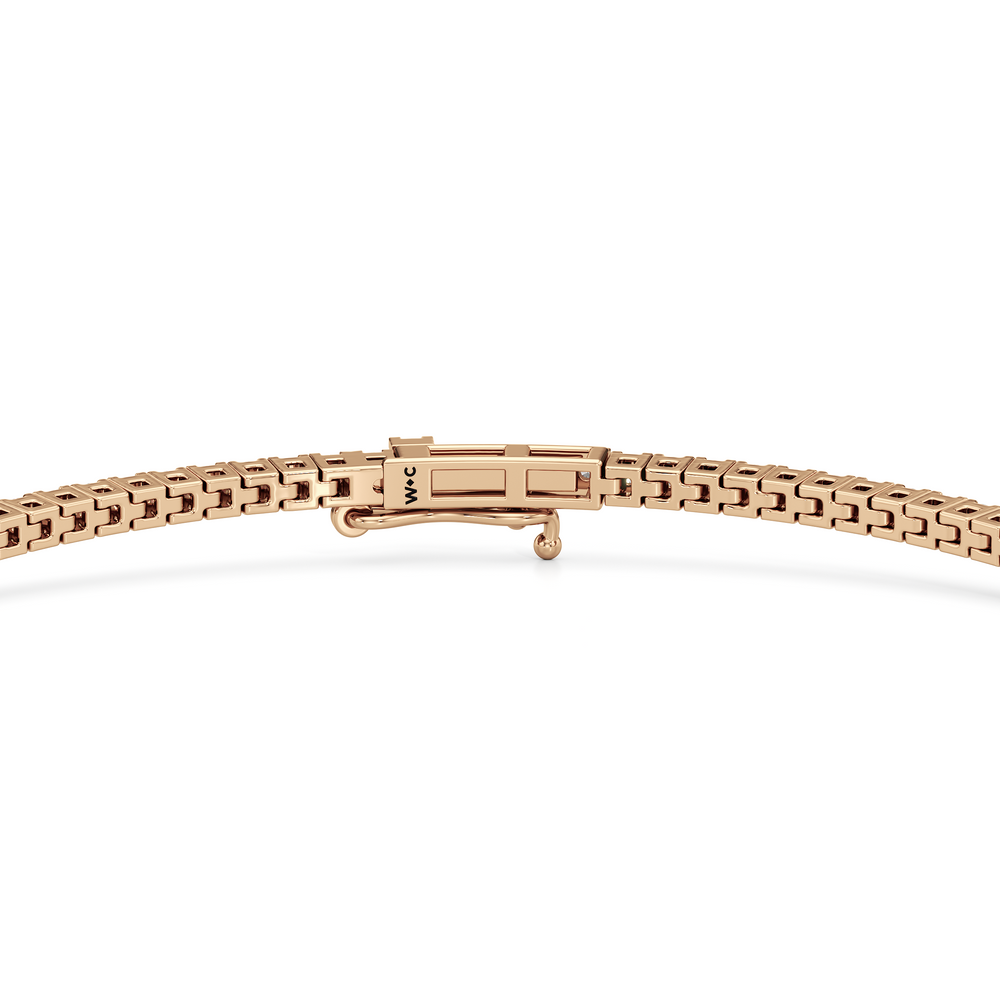 Classic 4-Prong Round Lab Diamond Square Basket Tennis Bracelet with 1 Cut Diamond in 14KT Rose Gold view 6

