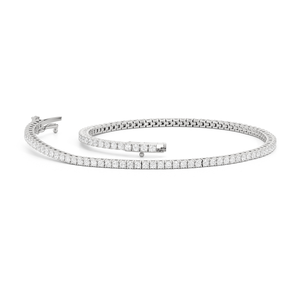 Classic 4-Prong Round Lab Diamond Square Basket Tennis Bracelet with 1 Cut Diamond in 14KT White Gold view 2

