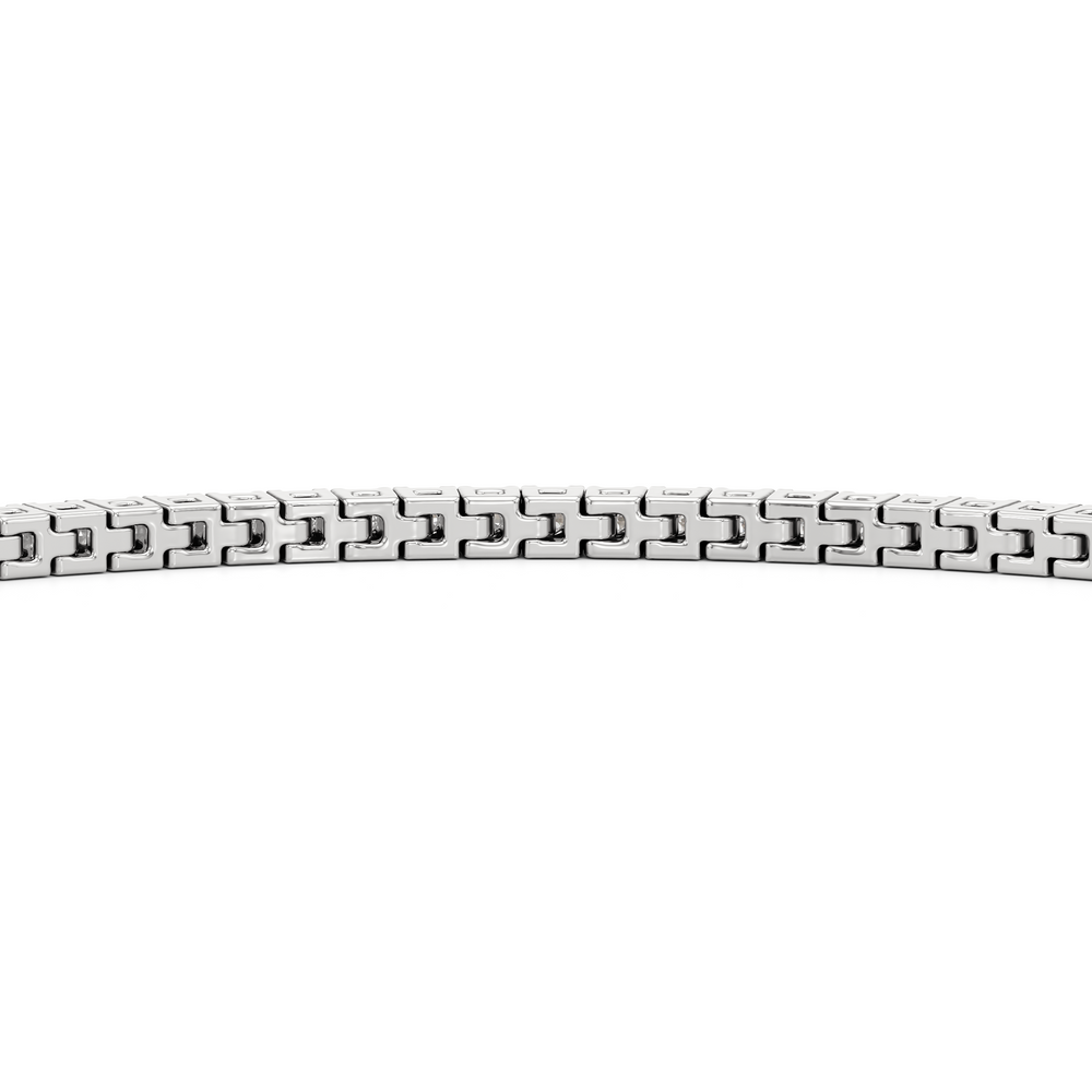 Classic 4-Prong Round Lab Diamond Square Basket Tennis Bracelet with 1 Cut Diamond in 14KT White Gold view 7
