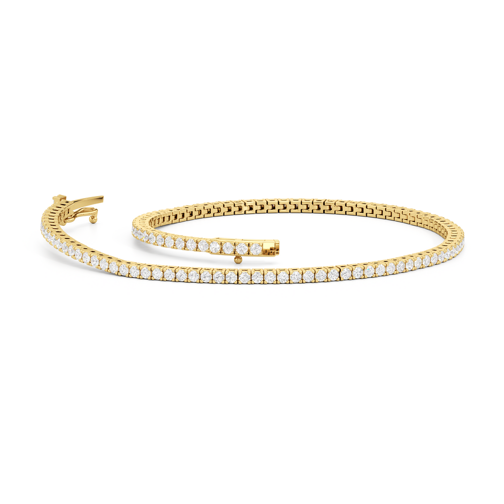 Classic 4-Prong Round Lab Diamond Square Basket Tennis Bracelet with 1 Cut Diamond in 14KT Yellow Gold view 2
