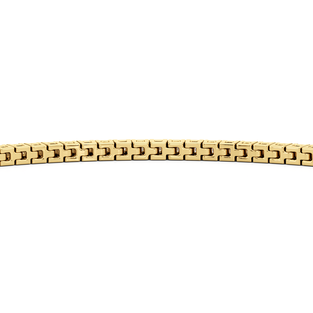 Classic 4-Prong Round Lab Diamond Square Basket Tennis Bracelet with 1 Cut Diamond in 14KT Yellow Gold view 7
