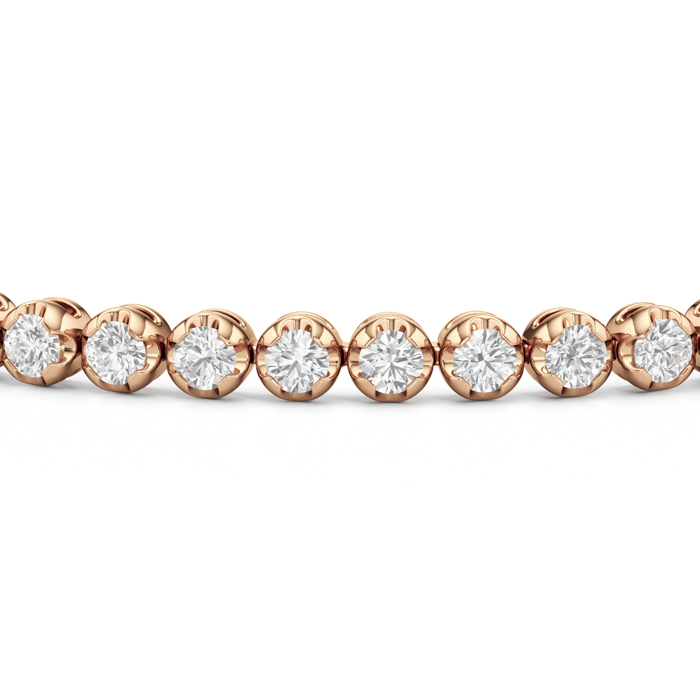 Modern Nugget Lab Diamond Tennis Bracelet with 2 Cut Diamond in 14KT Rose Gold view 5
