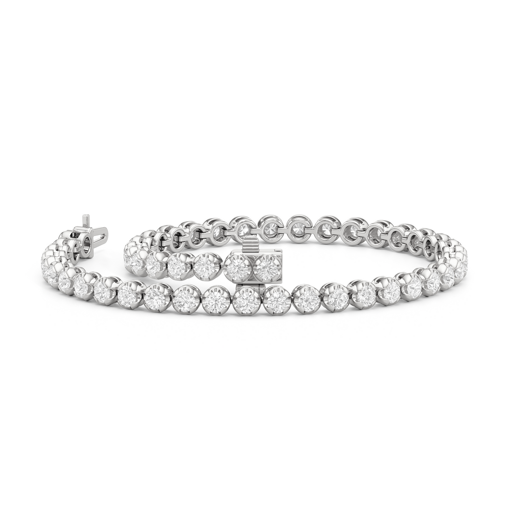 Modern Nugget Lab Diamond Tennis Bracelet with 2 Cut Diamond in 14KT White Gold view 2
