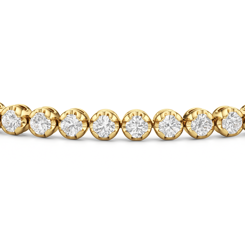 Modern Nugget Lab Diamond Tennis Bracelet with 2 Cut Diamond in 14KT Yellow Gold view 5
