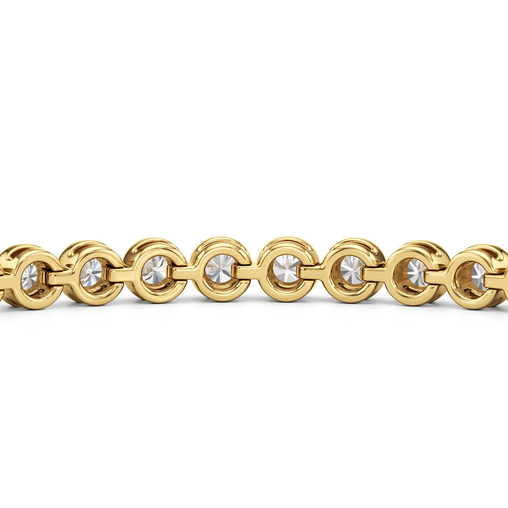 Modern Nugget Lab Diamond Tennis Bracelet with 2 Cut Diamond in 14KT Yellow Gold view 7
