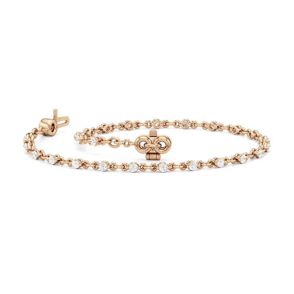 Lab Diamond Chain Link Bracelet with 3/4 Cut Diamond in 14KT Rose Gold view 4
