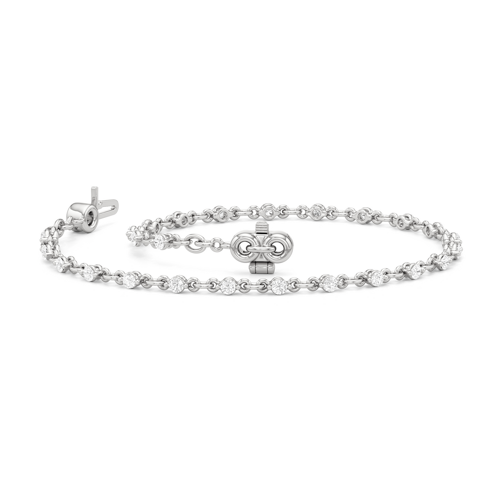 Lab Diamond Chain Link Bracelet with 3/4 Cut Diamond in 14KT White Gold view 4
