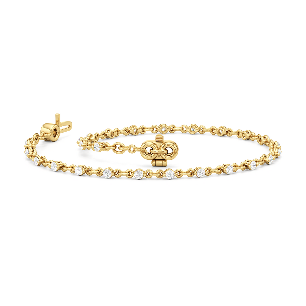 Lab Diamond Chain Link Bracelet with 3/4 Cut Diamond in 14KT Yellow Gold view 4

