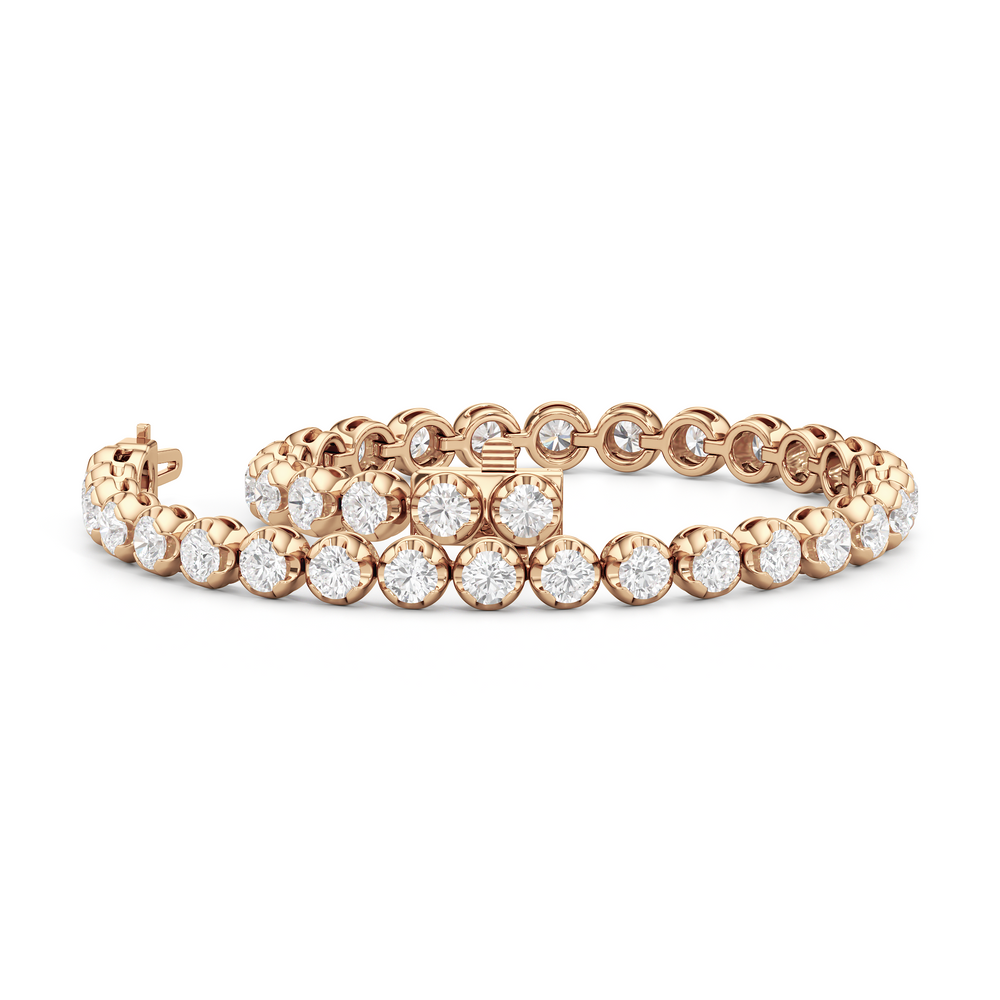 Modern Nugget Lab Diamond Tennis Bracelet with 4 Cut Diamond in 14KT Rose Gold view 3
