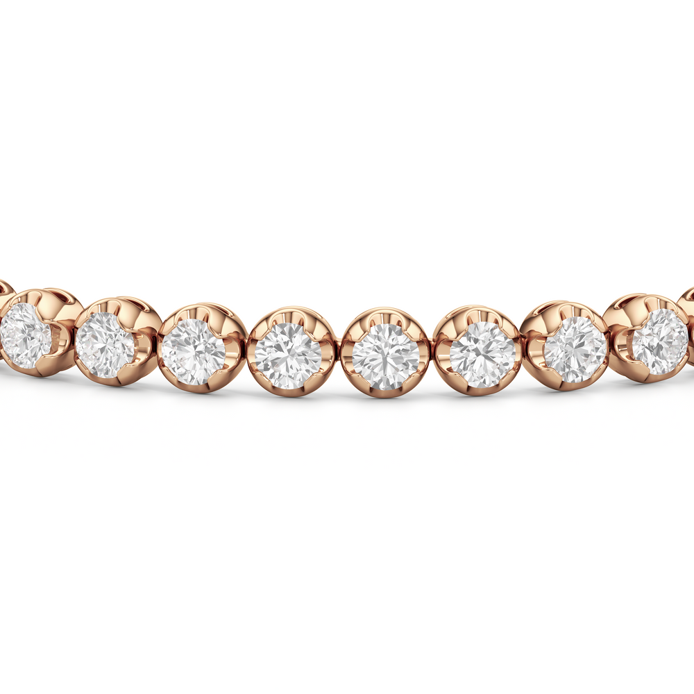 Modern Nugget Lab Diamond Tennis Bracelet with 4 Cut Diamond in 14KT Rose Gold view 6
