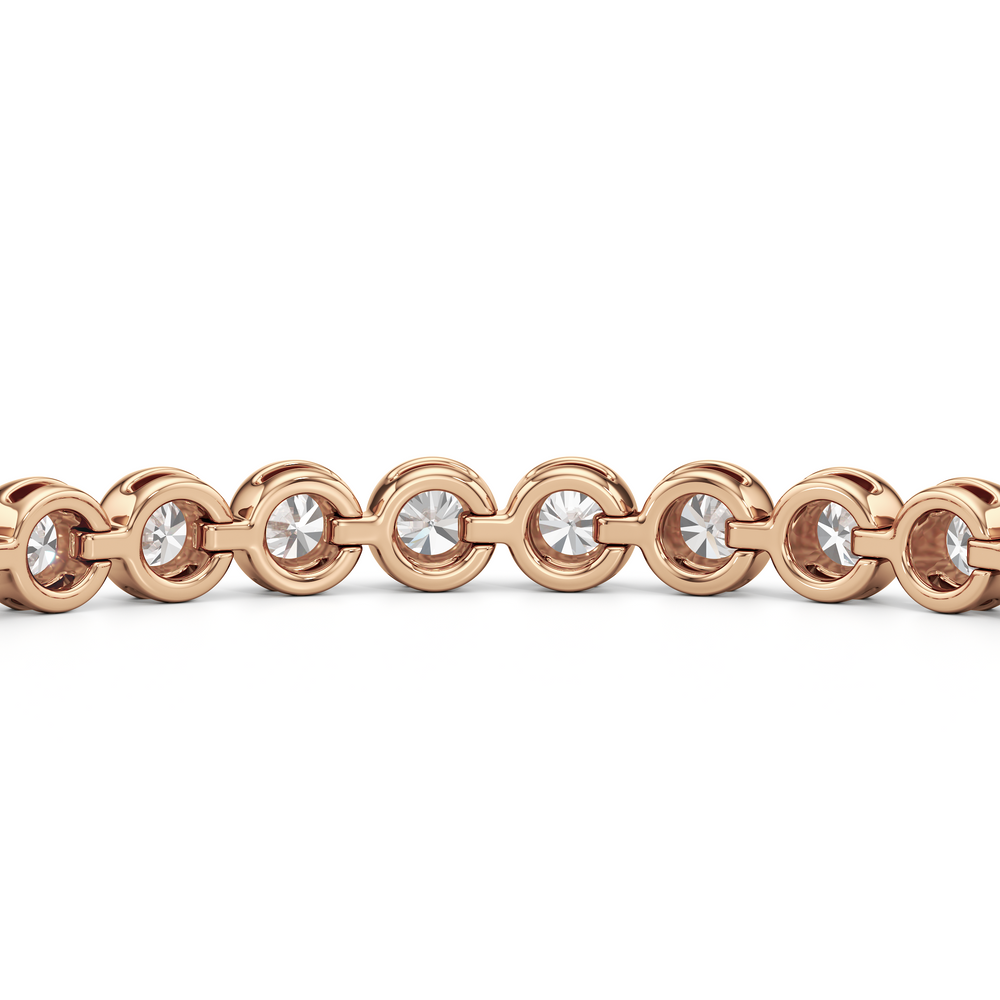 Modern Nugget Lab Diamond Tennis Bracelet with 4 Cut Diamond in 14KT Rose Gold view 8
