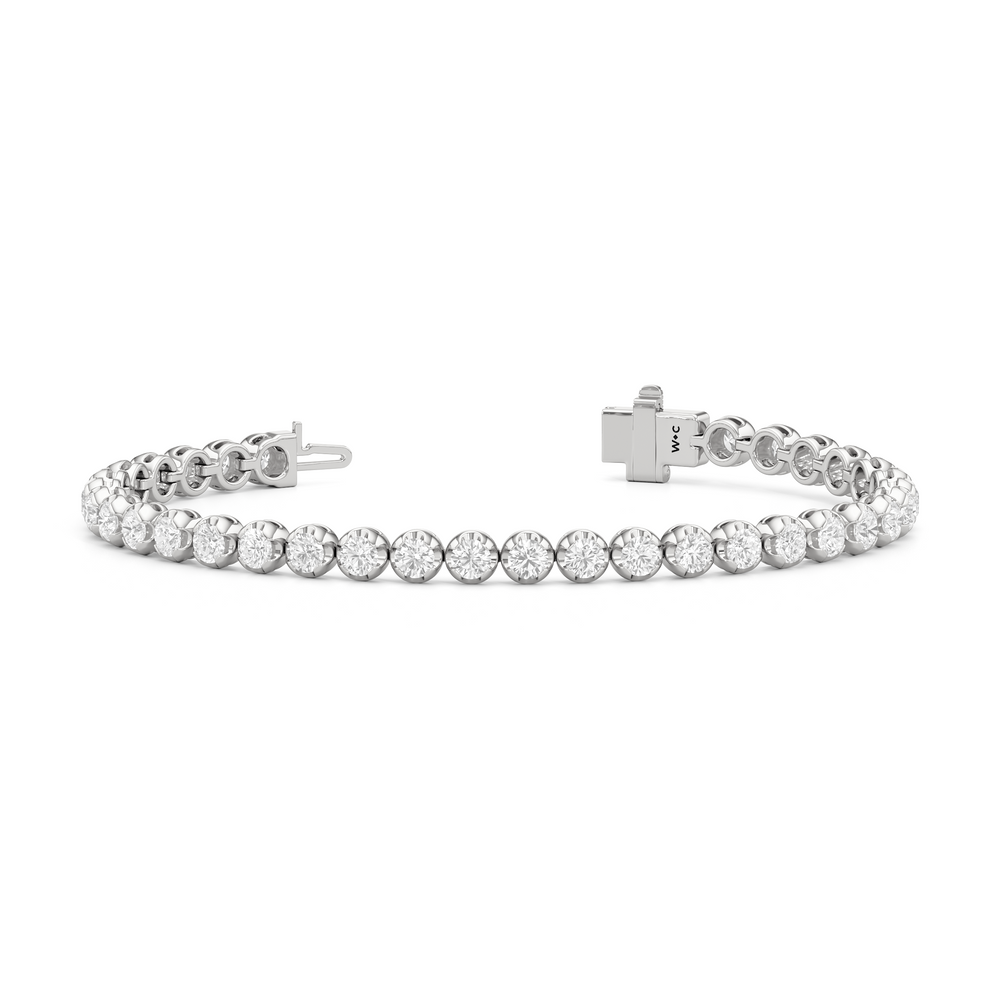 Modern Nugget Lab Diamond Tennis Bracelet with 4 Cut Diamond in 14KT White Gold view 2
