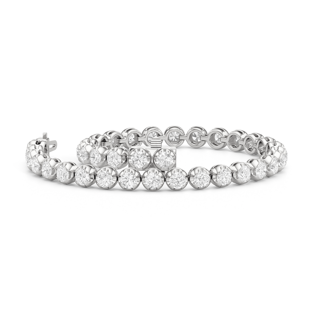 Modern Nugget Lab Diamond Tennis Bracelet with 4 Cut Diamond in 14KT White Gold view 3

