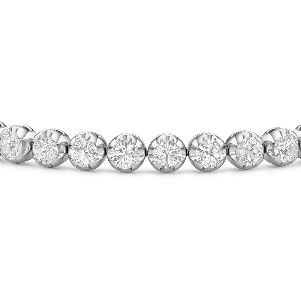 Modern Nugget Lab Diamond Tennis Bracelet with 4 Cut Diamond in 14KT White Gold view 6
