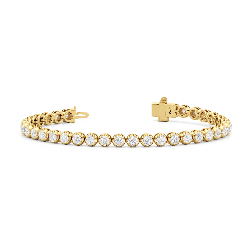 Modern Nugget Lab Diamond Tennis Bracelet with 4 Cut Diamond in 14KT Yellow Gold view 2

