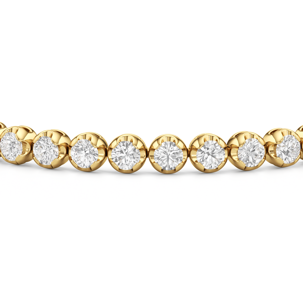 Modern Nugget Lab Diamond Tennis Bracelet with 4 Cut Diamond in 14KT Yellow Gold view 6
