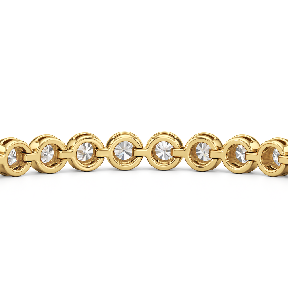 Modern Nugget Lab Diamond Tennis Bracelet with 4 Cut Diamond in 14KT Yellow Gold view 8
