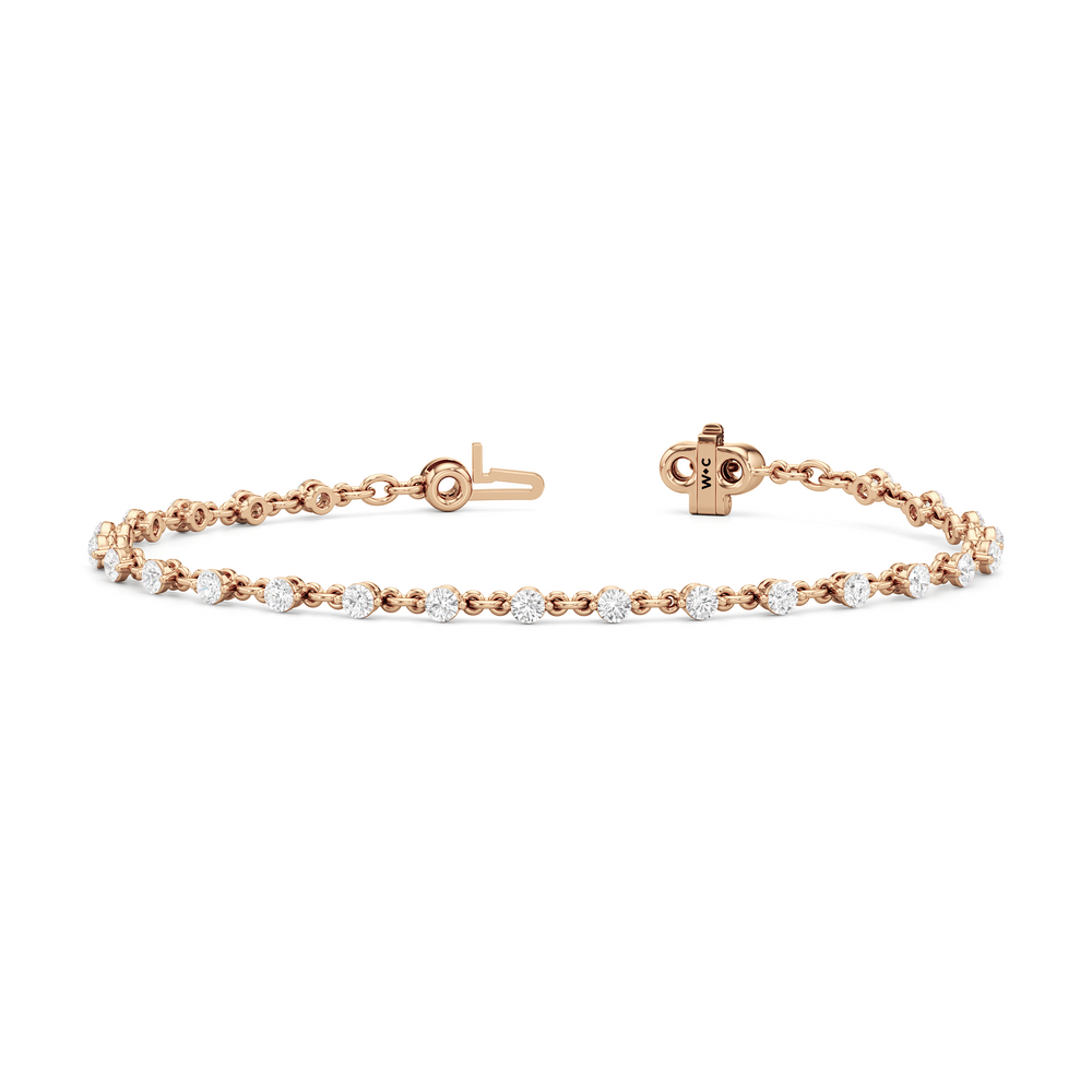 Lab Diamond Chain Link Bracelet with 1 1/3 Cut Diamond in 14KT Rose Gold view 3
