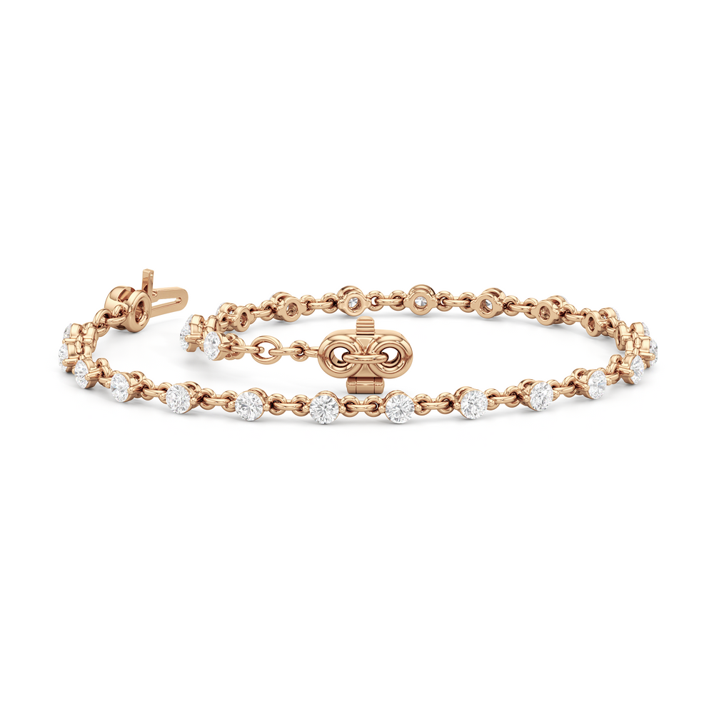 Lab Diamond Chain Link Bracelet with 1 1/3 Cut Diamond in 14KT Rose Gold view 4
