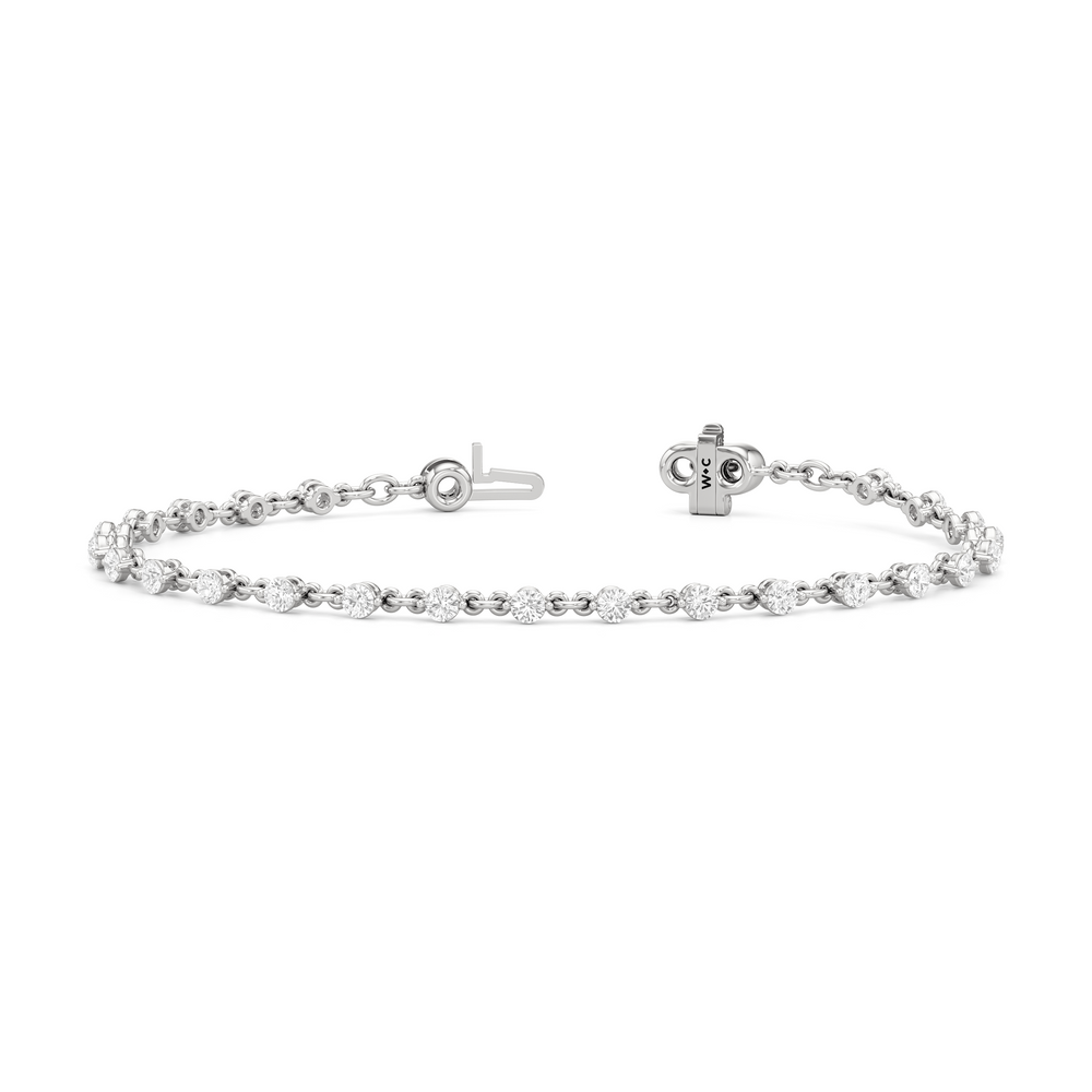 Lab Diamond Chain Link Bracelet with 1 1/3 Cut Diamond in 14KT White Gold view 3
