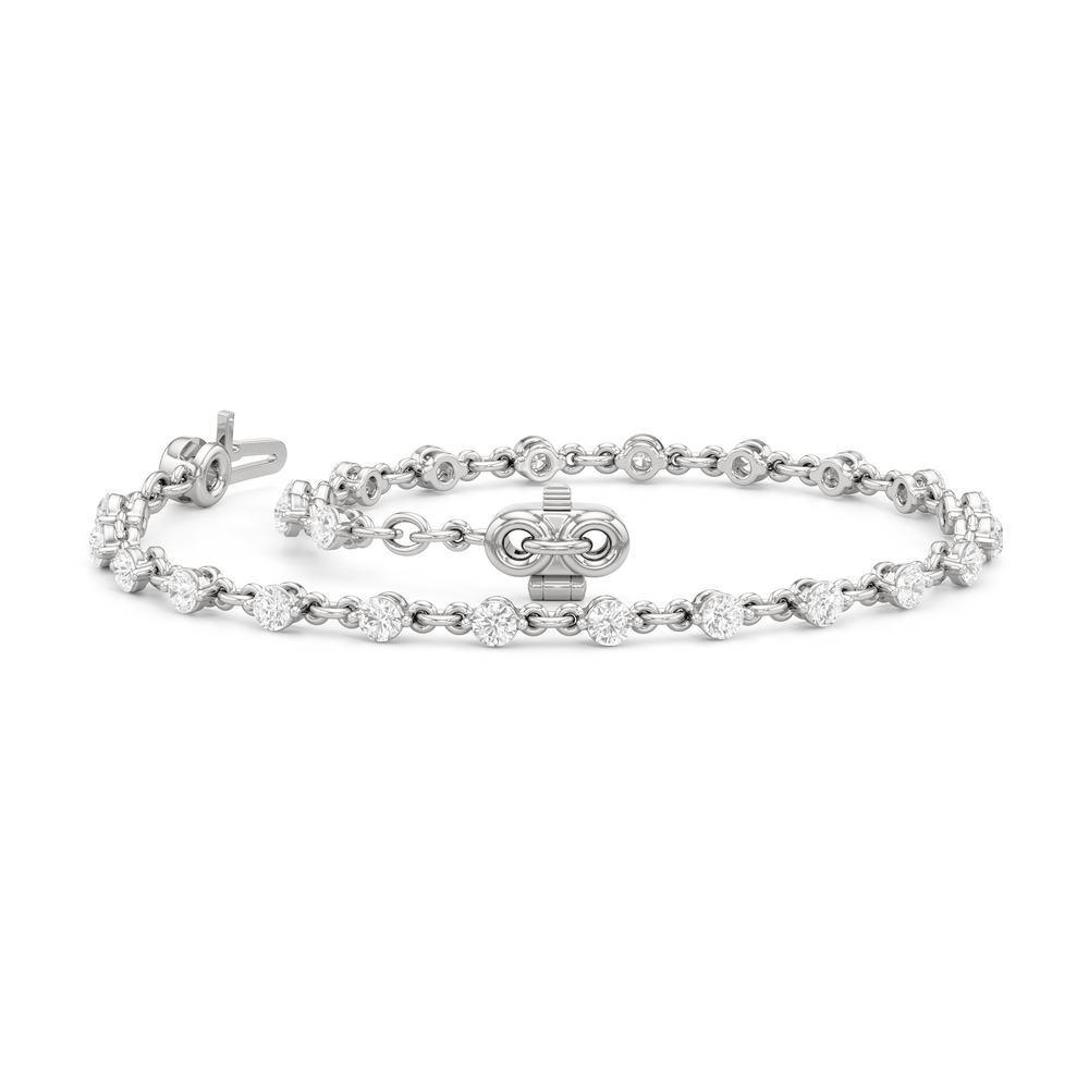 Lab Diamond Chain Link Bracelet with 1 1/3 Cut Diamond in 14KT White Gold view 4
