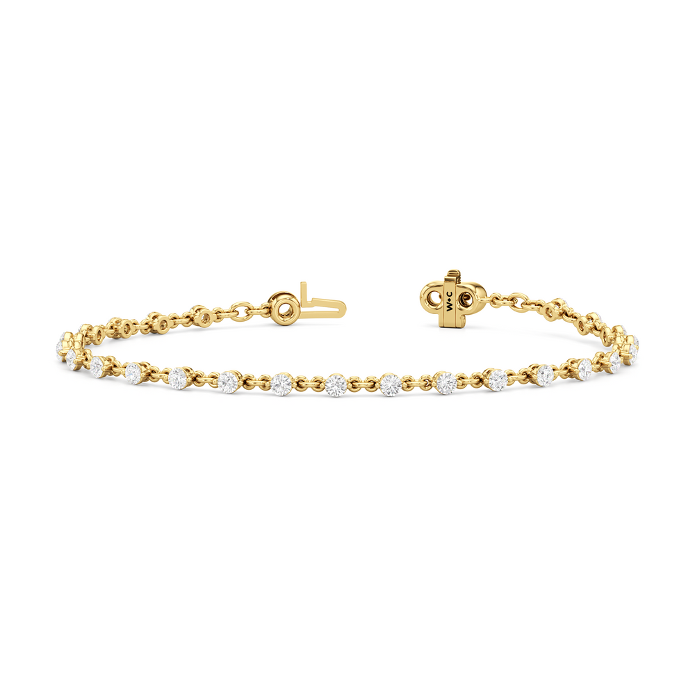 Lab Diamond Chain Link Bracelet with 1 1/3 Cut Diamond in 14KT Yellow Gold view 3
