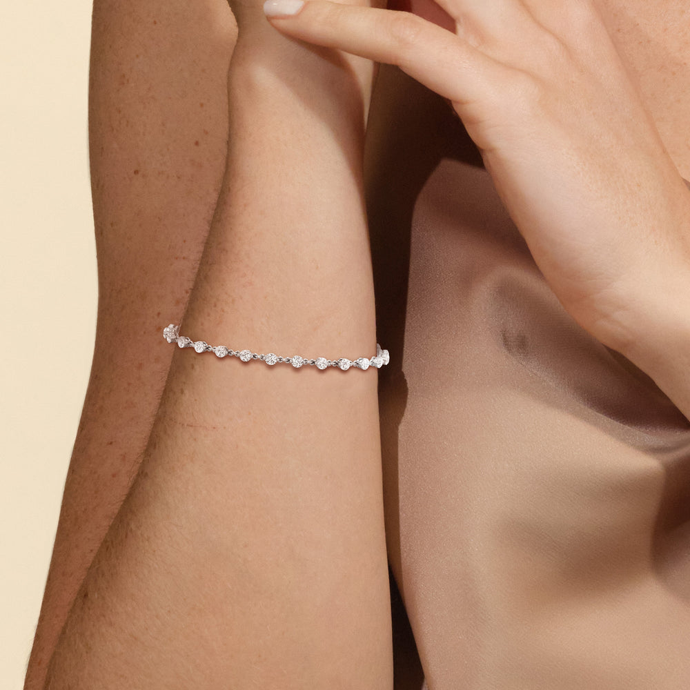 Lab Diamond Chain Link Bracelet with 3 3/8 Cut Diamond in 14KT White Gold view 5
