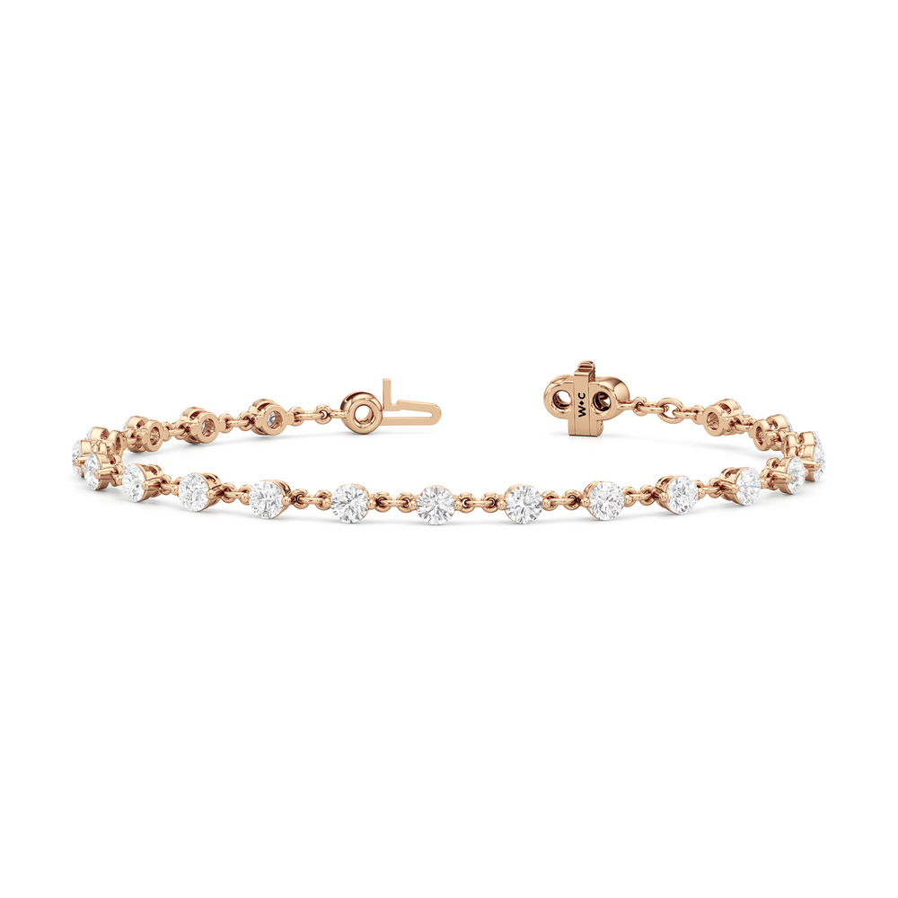 Lab Diamond Chain Link Bracelet with 3 3/8 Cut Diamond in 14KT Rose Gold view 3

