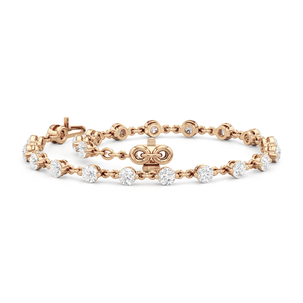 Lab Diamond Chain Link Bracelet with 3 3/8 Cut Diamond in 14KT Rose Gold view 4
