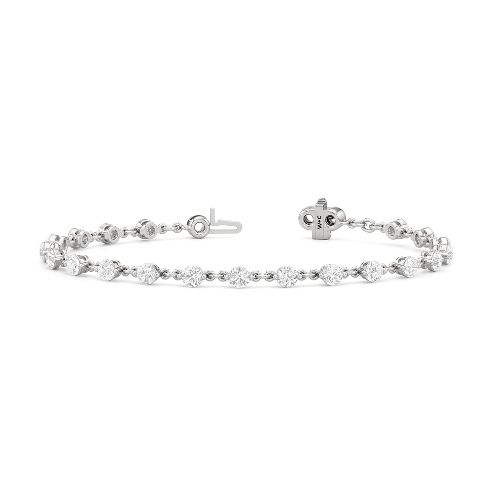 Lab Diamond Chain Link Bracelet with 3 3/8 Cut Diamond in 14KT White Gold view 3
