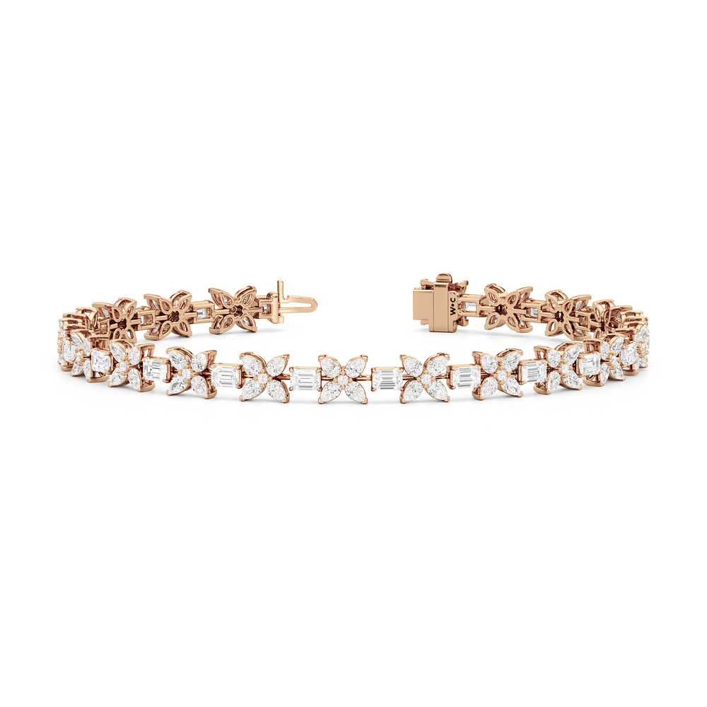 Wildflower Bracelet with 7 Cut Diamond in 14KT Rose Gold view 3
