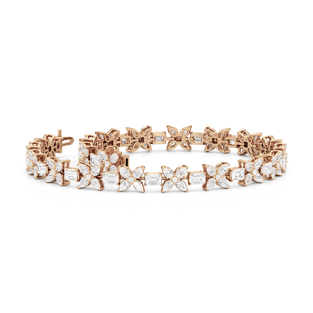 Wildflower Bracelet with 7 Cut Diamond in 14KT Rose Gold view 4
