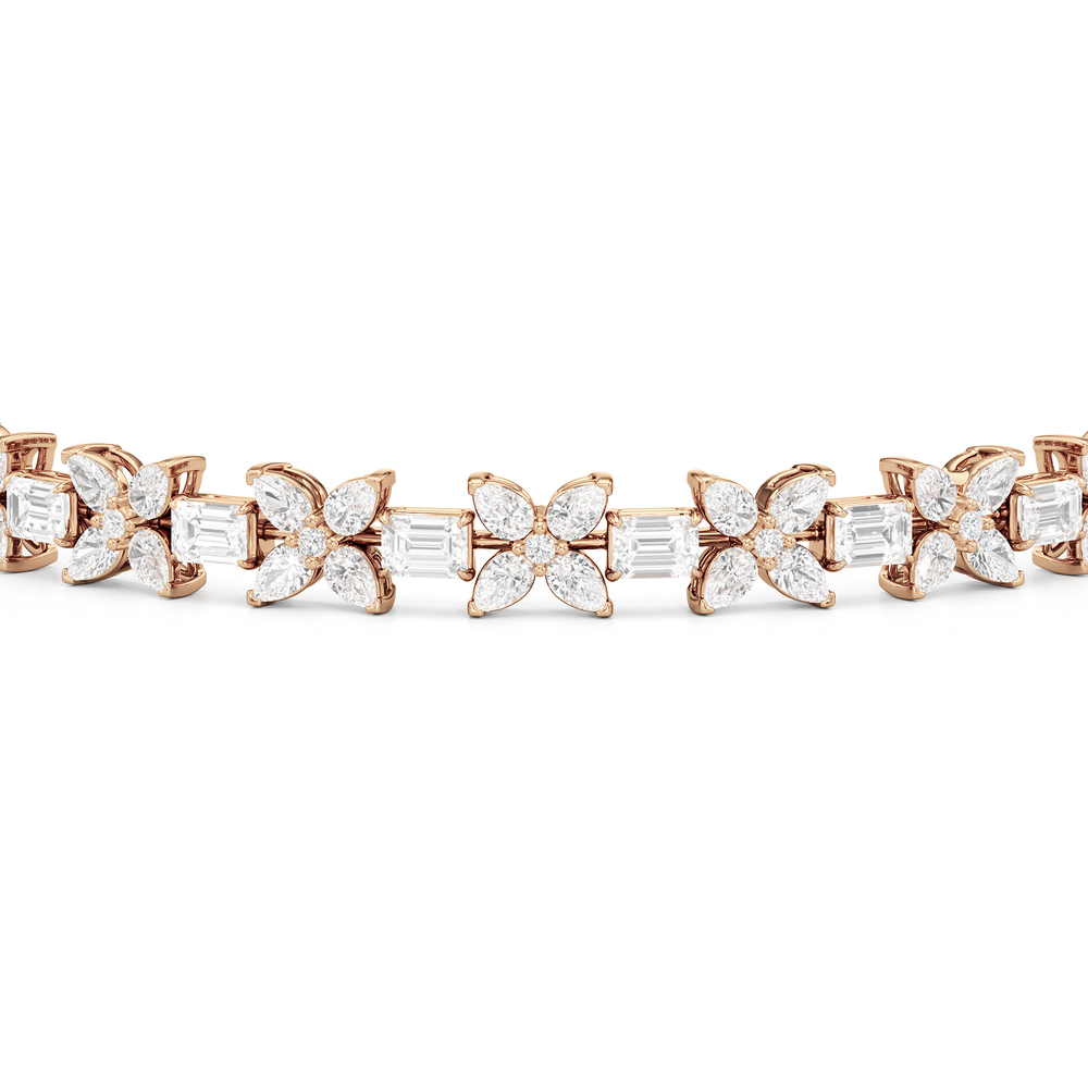 Wildflower Bracelet with 7 Cut Diamond in 14KT Rose Gold view 7
