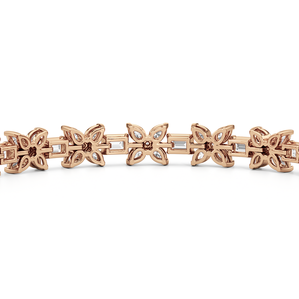 Wildflower Bracelet with 7 Cut Diamond in 14KT Rose Gold view 9
