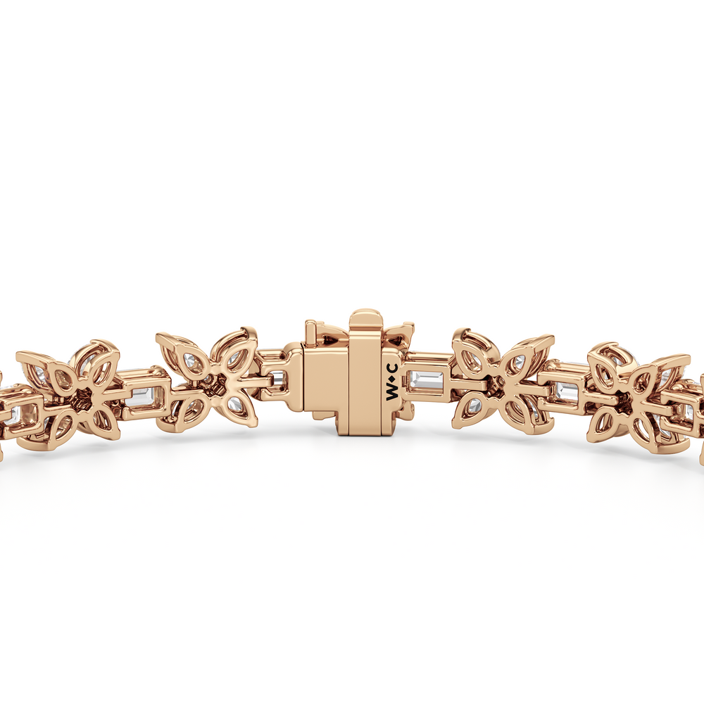 Wildflower Bracelet with 7 Cut Diamond in 14KT Rose Gold view 8
