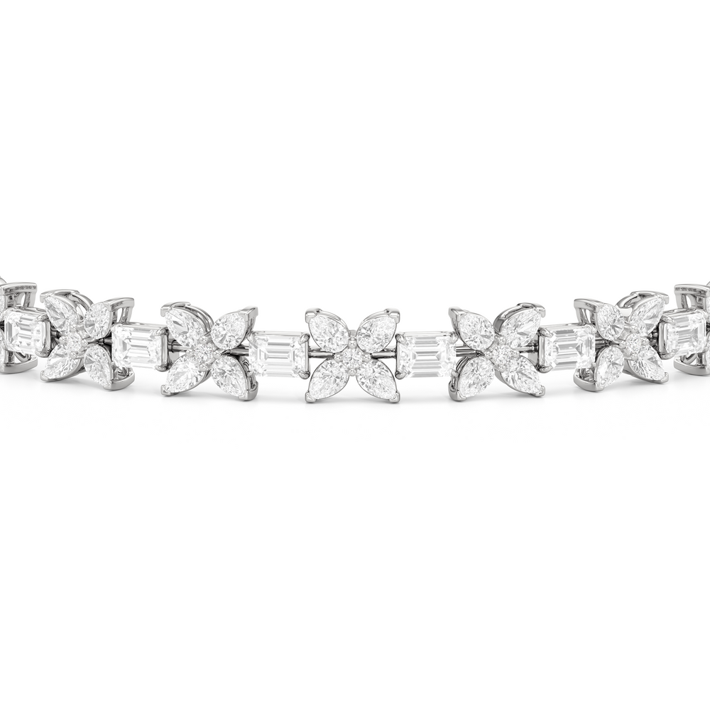 Wildflower Bracelet with 7 Cut Diamond in 14KT White Gold view 7
