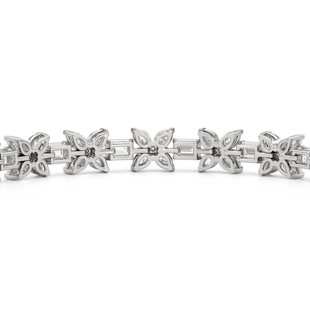 Wildflower Bracelet with 7 Cut Diamond in 14KT White Gold view 9
