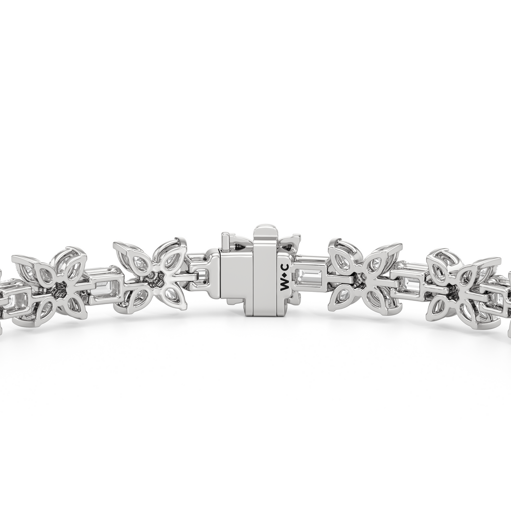 Wildflower Bracelet with 7 Cut Diamond in 14KT White Gold view 8

