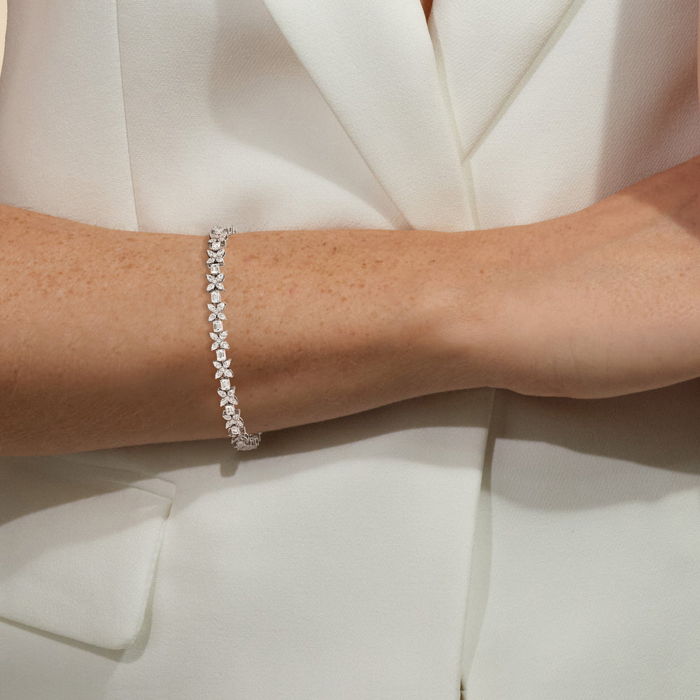 Wildflower Bracelet with 7 Cut Diamond in 14KT Rose Gold view 5
