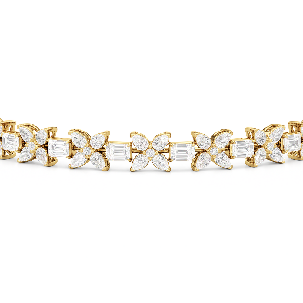 Wildflower Bracelet with 7 Cut Diamond in 14KT Yellow Gold view 7
