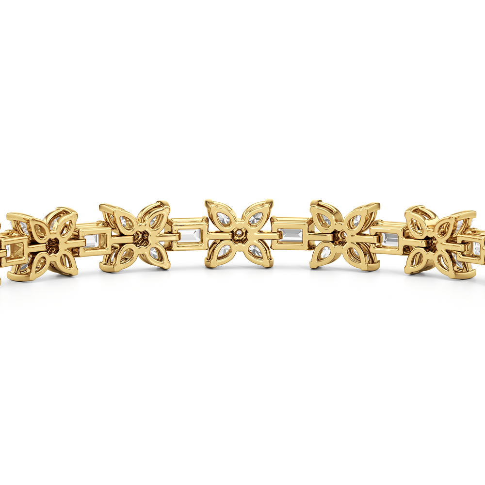 Wildflower Bracelet with 7 Cut Diamond in 14KT Yellow Gold view 9
