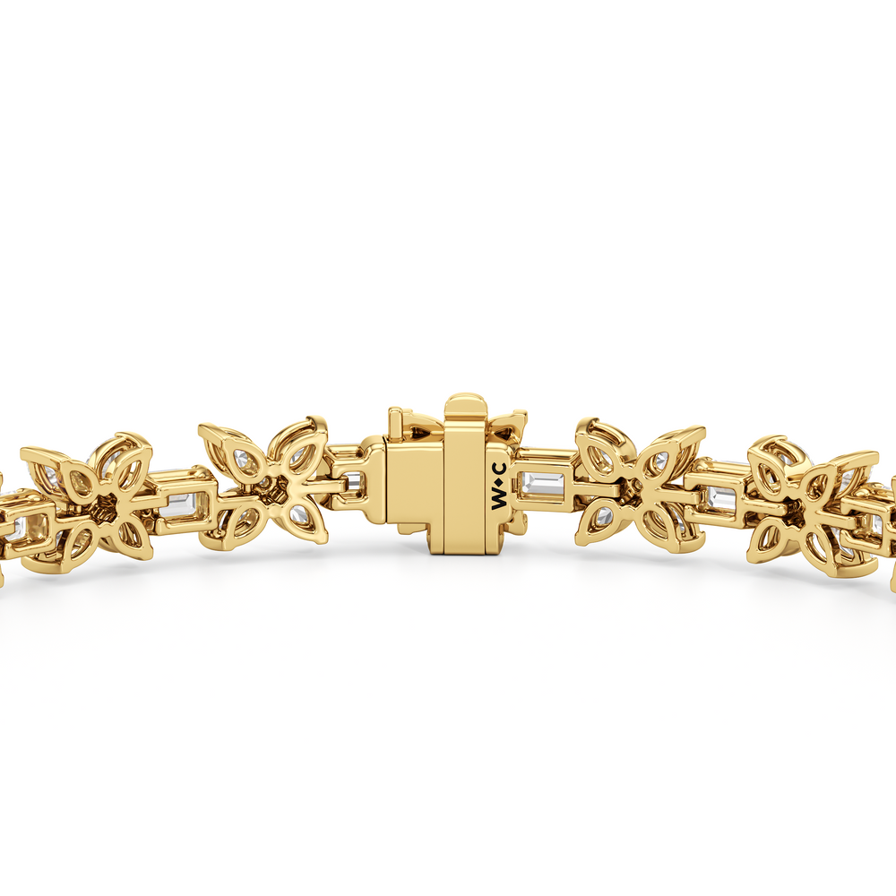 Wildflower Bracelet with 7 Cut Diamond in 14KT Yellow Gold view 8
